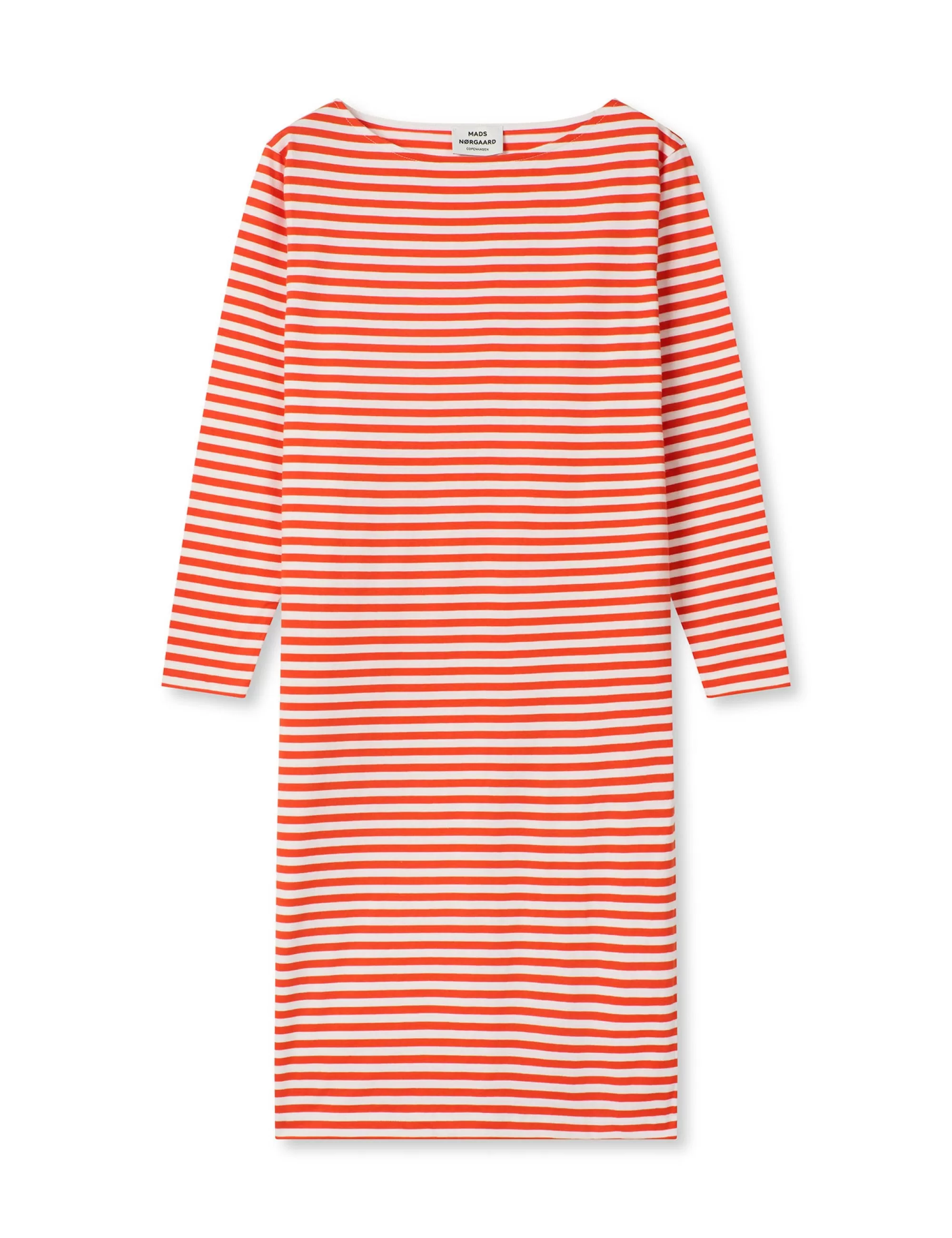 MADS NØRGAARD Soft Single Stripe Sille Dress Cherry Tomato/Snow White Hot